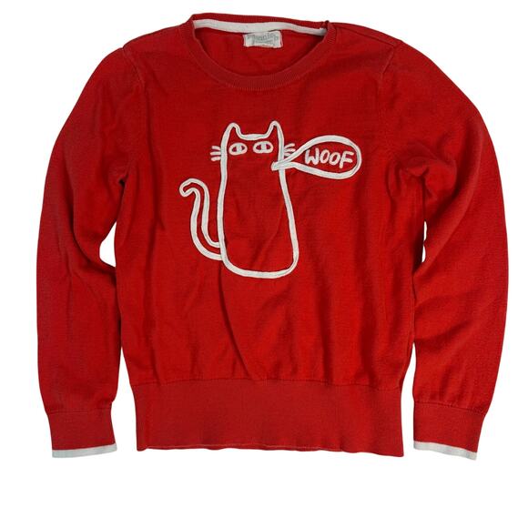 Johnnie B Red Cat Sweatshirt Kids 9-10Y Cotton Cashmere Crewneck Boden - Picture 1 of 5